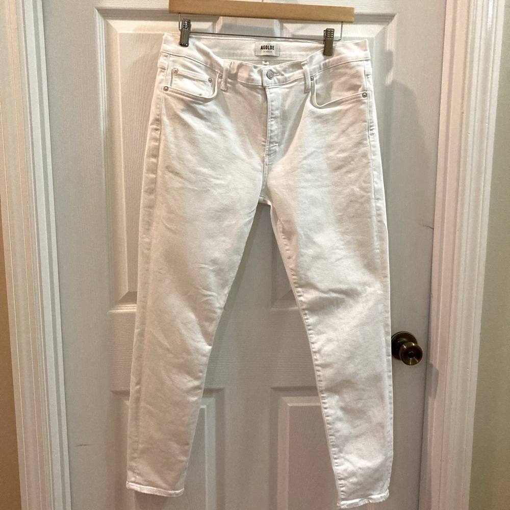 NEW!!! AGOLDE Sophie Mid-Rise Ankle Phantom white skinny jeans, stretch, Size 32 - Picture 3 of 8